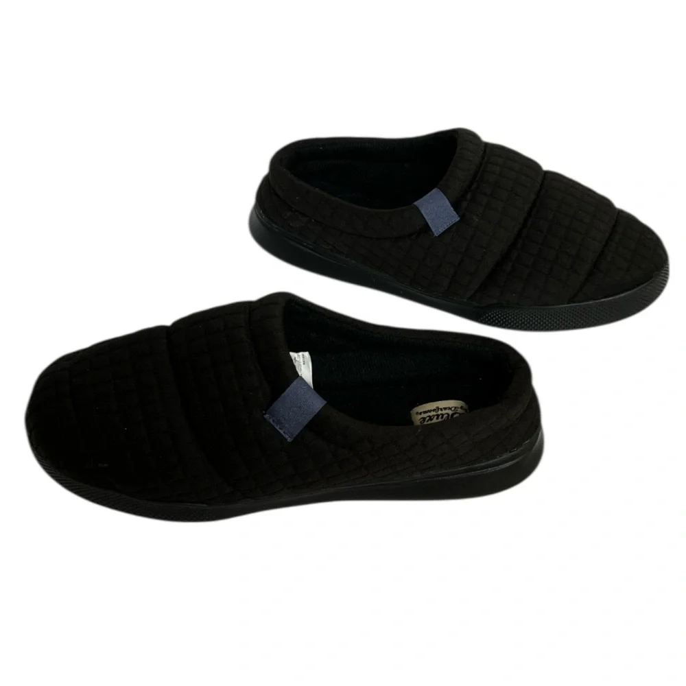 Deerfoams DLuxe Clog Slippers Black Blue Rubber Sole Men Large Size 11-12 NWOB
